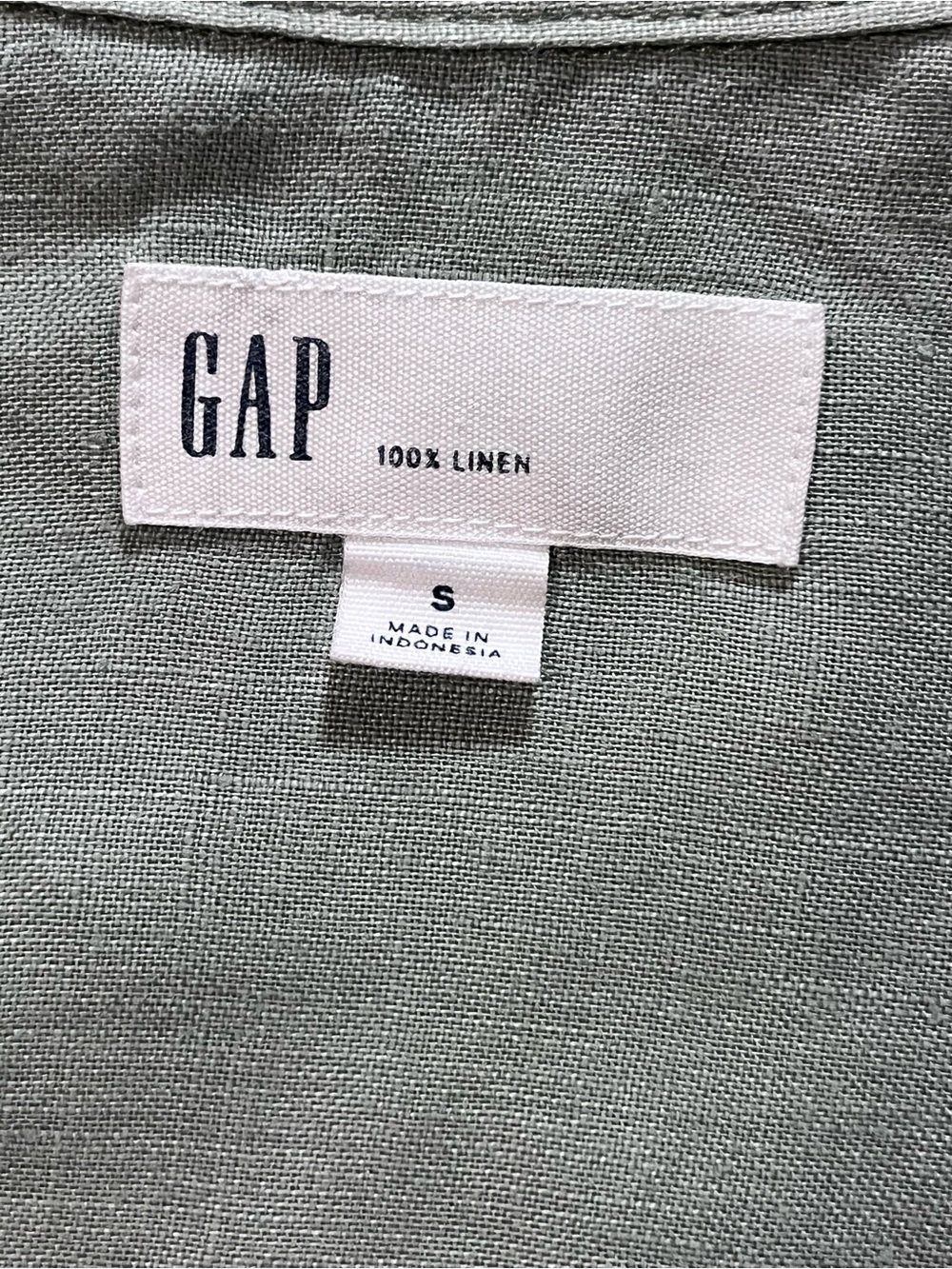 GAP 100% Linen Sage Green Relaxed Button Down Shirt Sm - Picture 4 of 8